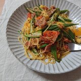 夏野菜のにんにく生姜醤油パスタ